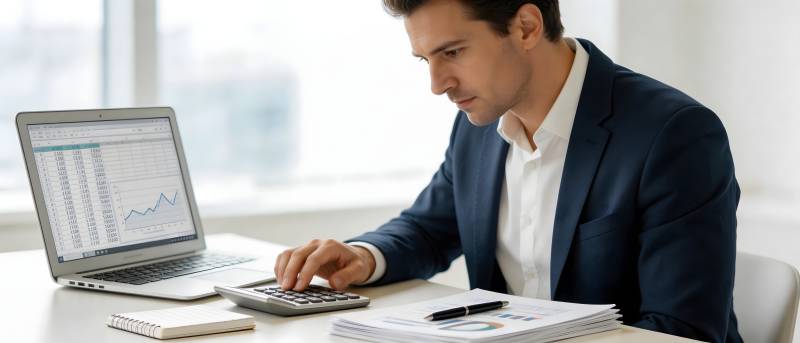 商务人士专注数据分析图片