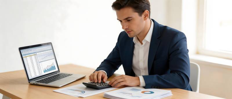 商务男士办公计算数据图片