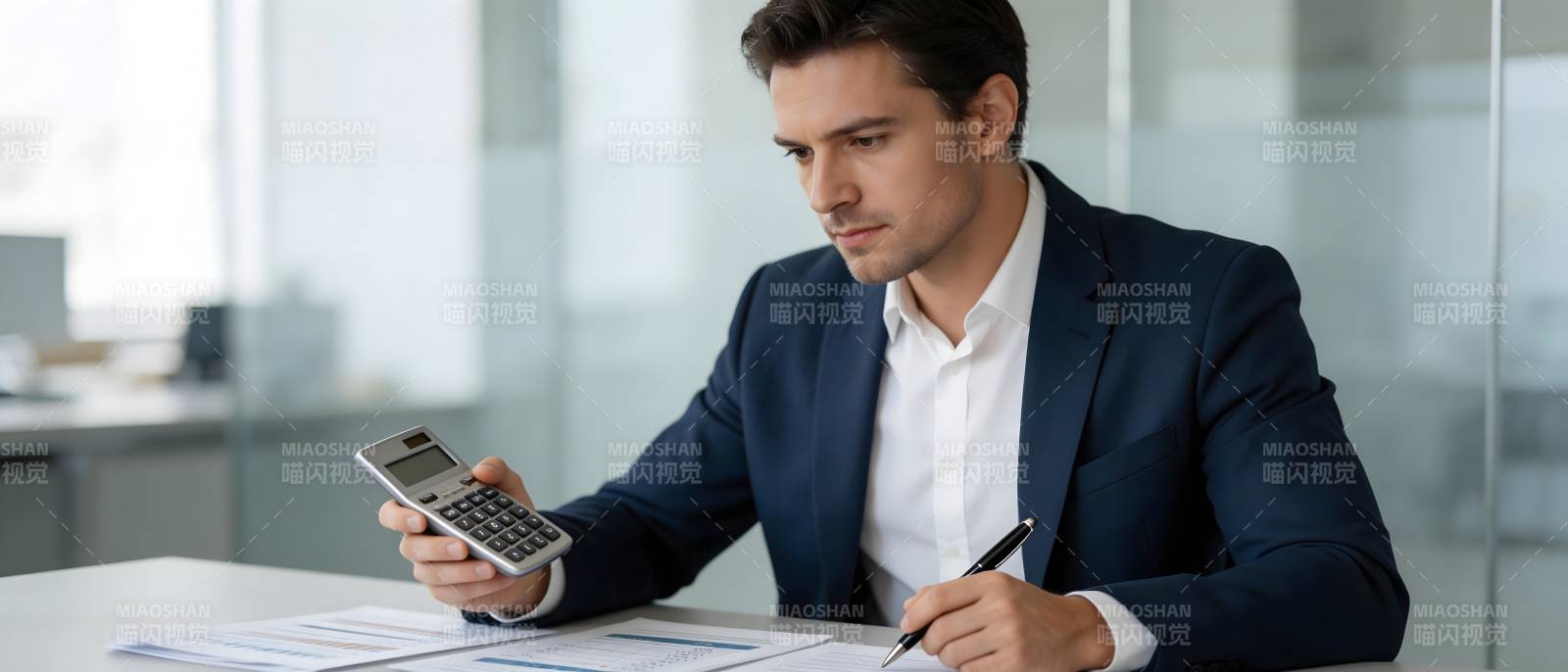 商务男士核算财务数据图片