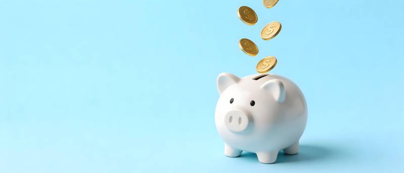 金币落入小猪存钱罐图片