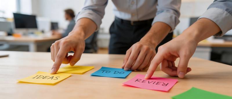 团队协作贴便签规划任务图片