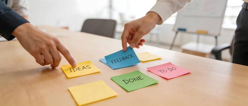 团队协作贴便签规划任务图片