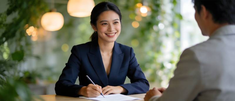 商务洽谈 微笑签约中图片