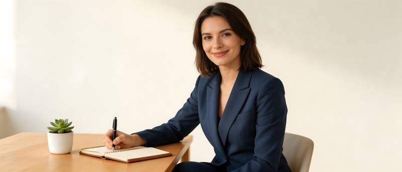 职场女性微笑办公照图片