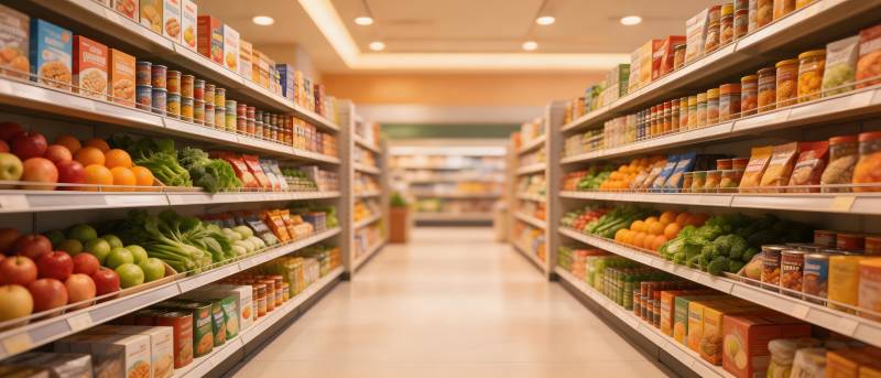 超市货架琳琅满目图片