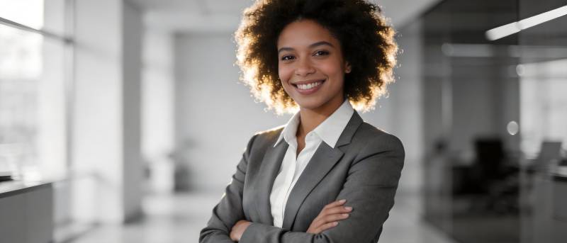 自信职场女性微笑站立图片