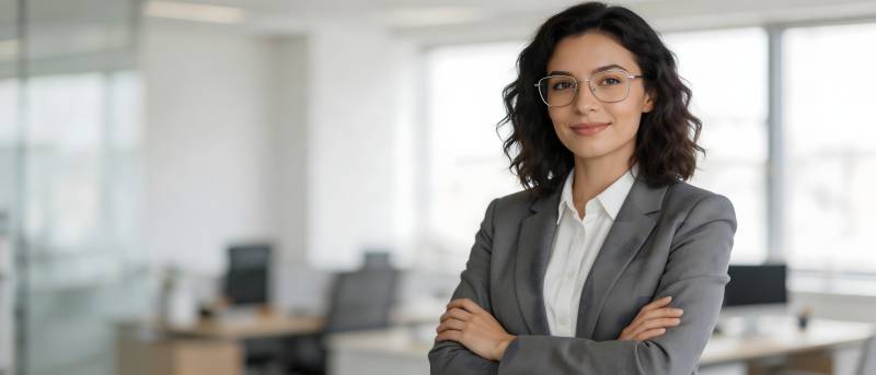 职场女性自信微笑站立图片