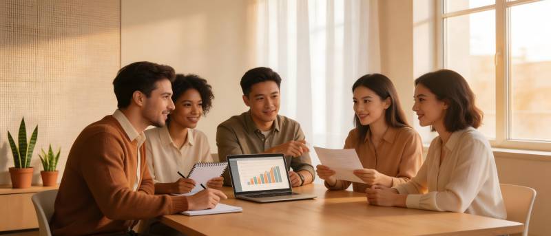 团队会议讨论数据图表图片