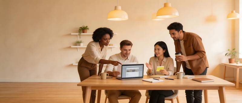 四人协作办公 温馨高效图片