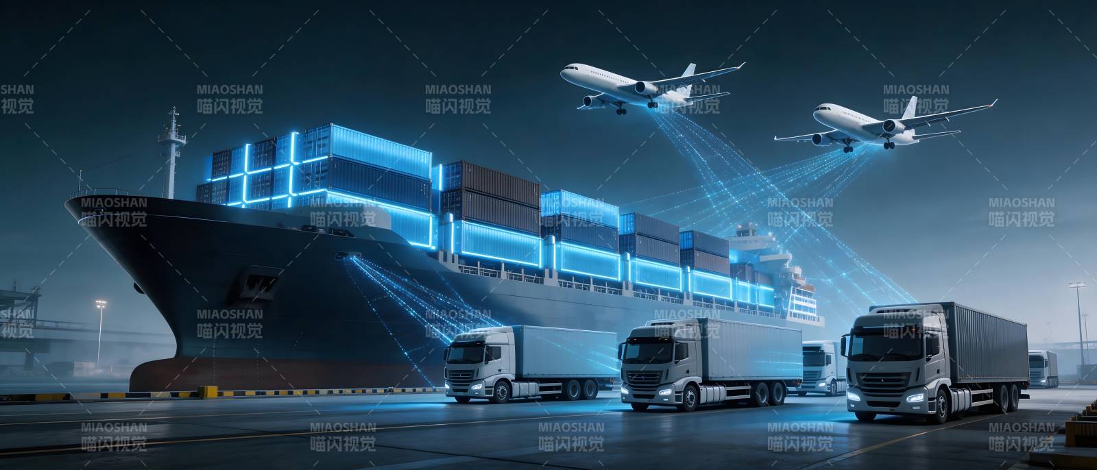 智慧物流 海陆空联动运输图片