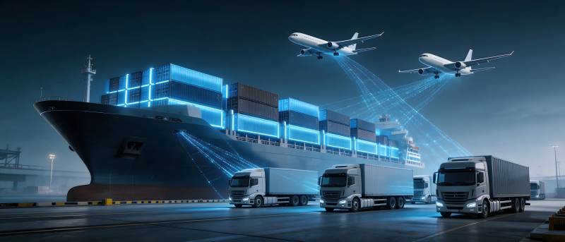 智慧物流 海陆空联动运输图片