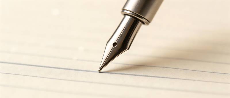 钢笔尖触纸 书写瞬间图片