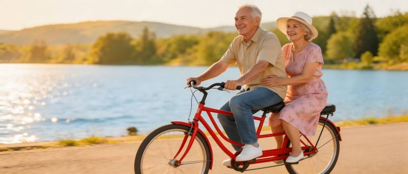 湖畔 tandem 骑行乐图片