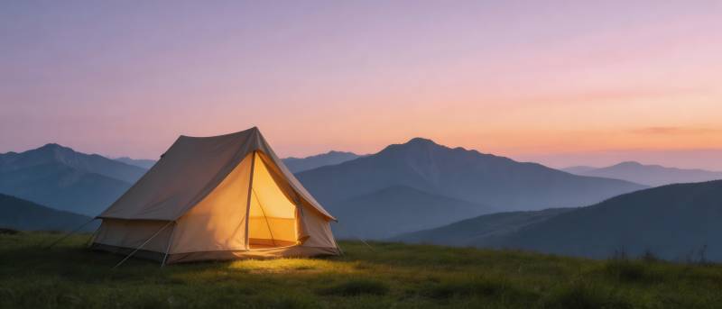 山巅帐篷 暮色温柔图片