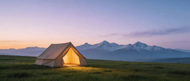 雪山下的温暖帐篷夜图片
