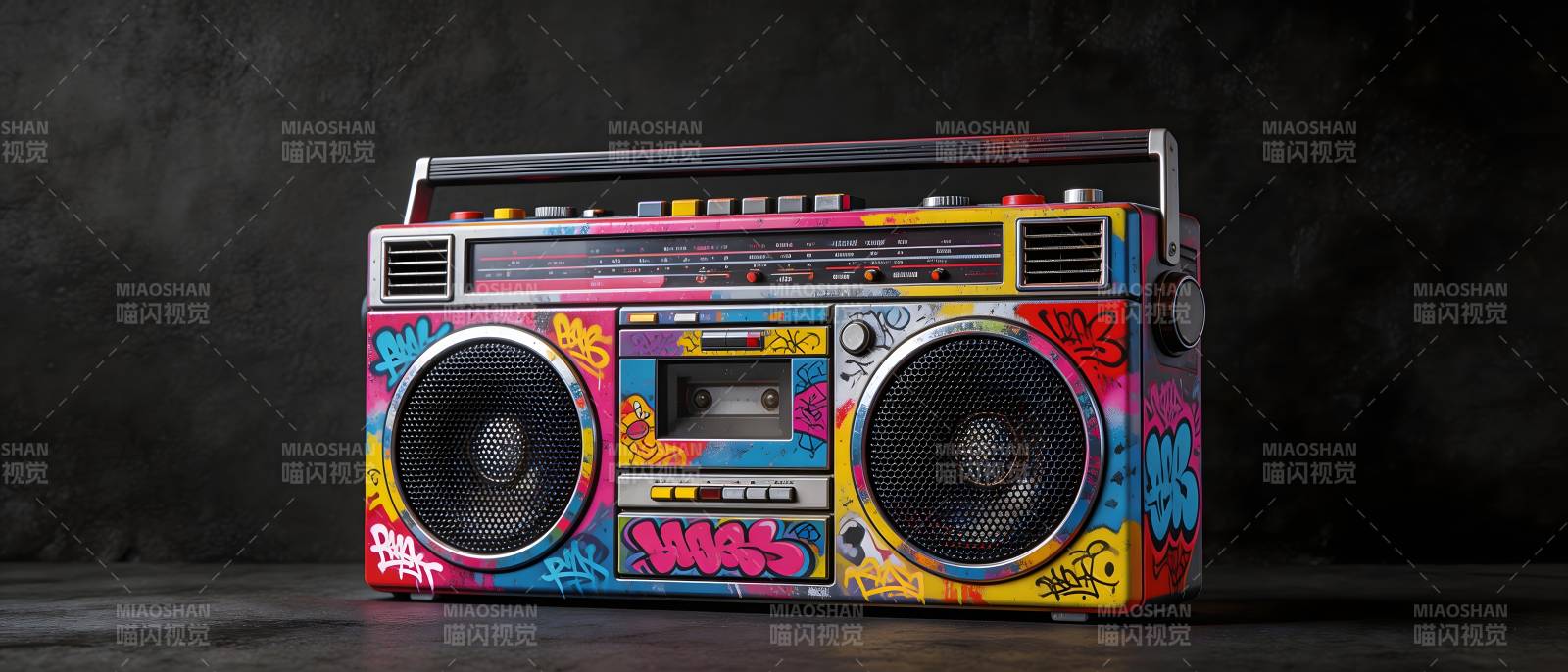 涂鸦风复古 boombox 收音机图片