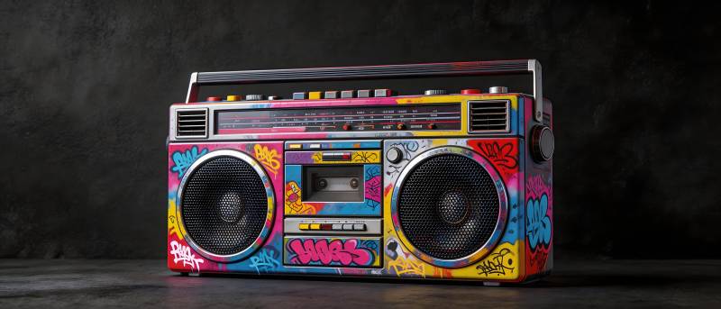 涂鸦风复古 boombox 收音机图片