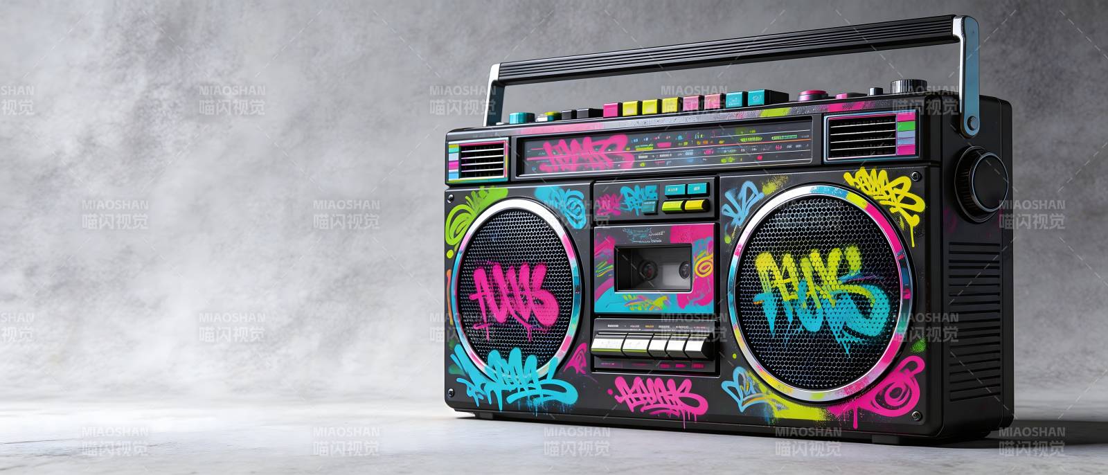 涂鸦风复古 boombox 音响图片