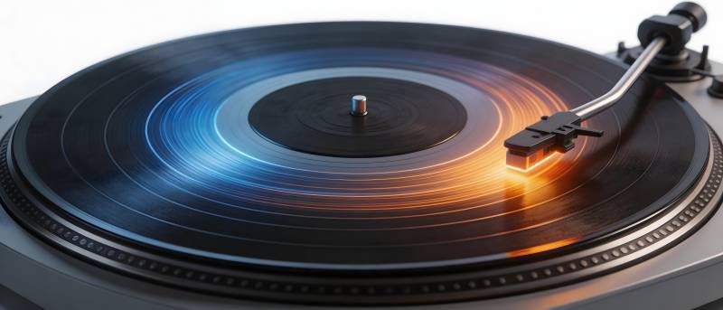 黑胶唱片旋转光影艺术图片