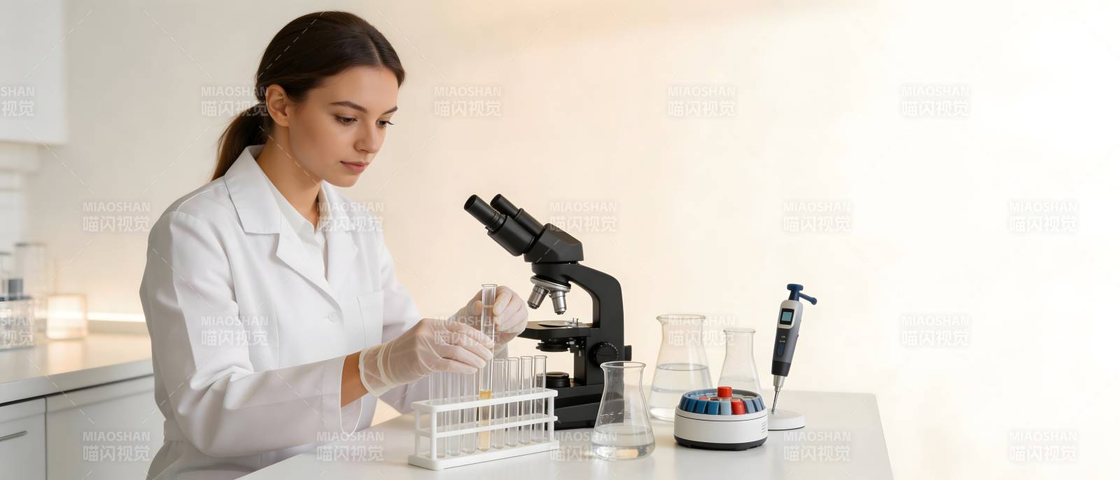 女科学家实验室显微观察图片