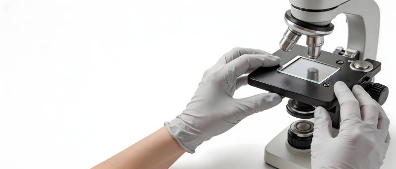 戴手套操作显微镜图片