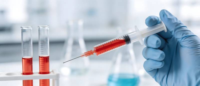 实验室注射红色液体样本图片