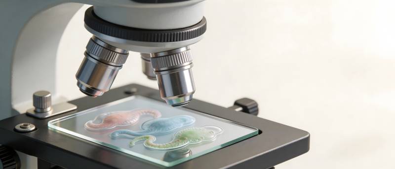 显微镜下彩色样本特写图片