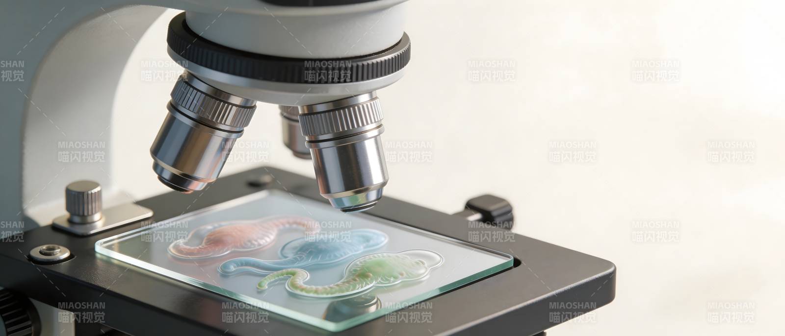 显微镜下彩色样本特写图片