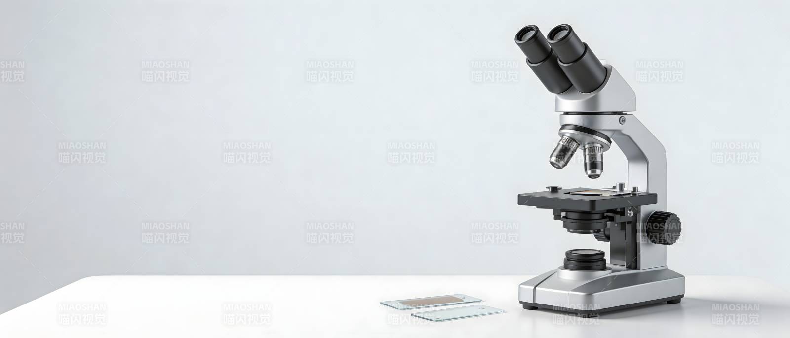 显微镜静置白桌 科学之眼图片