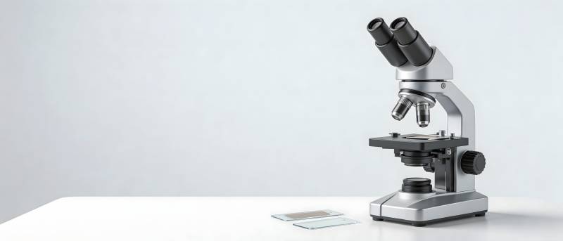 显微镜静置白桌 科学之眼图片