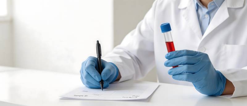 医生持血样记录结果图片