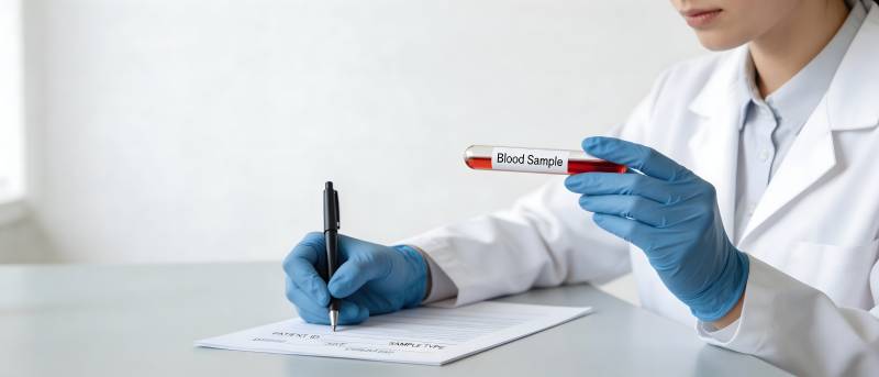 医生记录血样检测结果图片