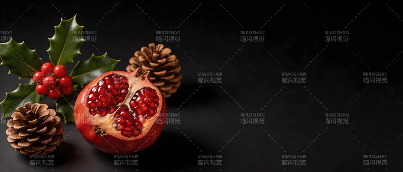 石榴松果圣诞红浆果图片