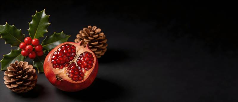石榴松果圣诞红浆果图片