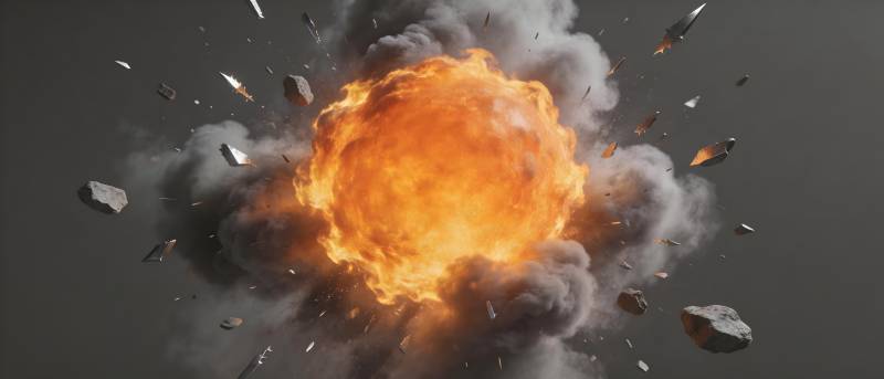 爆炸瞬间 碎片四散飞溅图片
