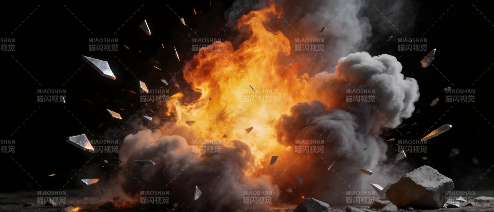 爆炸瞬间 火光与碎片飞溅图片