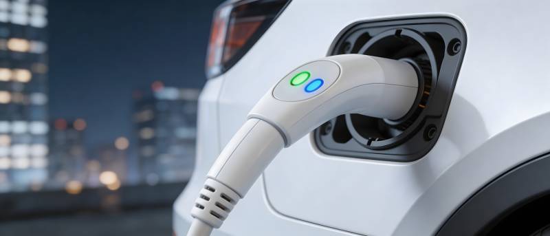 电动车夜间充电中图片