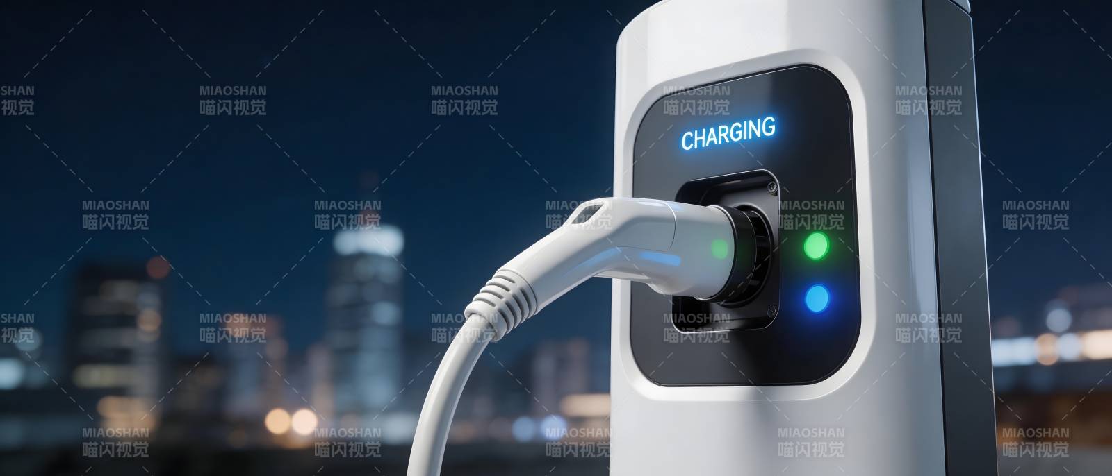 电动车夜间充电中图片