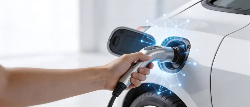 电动车充电中 科技蓝光闪烁图片