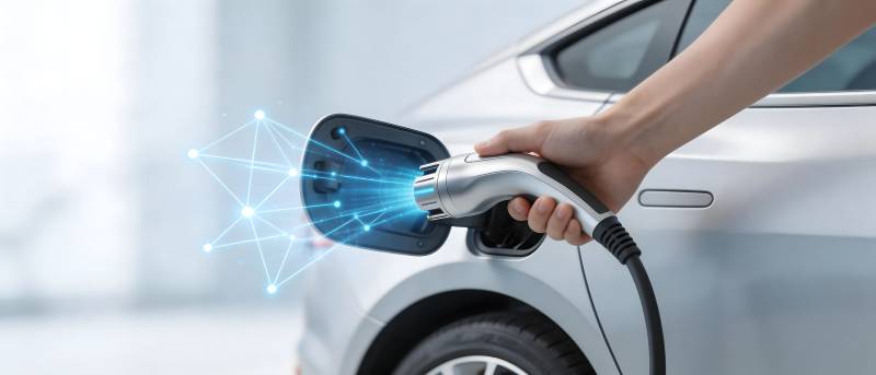 电动车充电中 科技蓝光闪烁图片