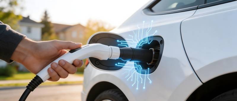 电动车充电中 蓝光特效炫目图片