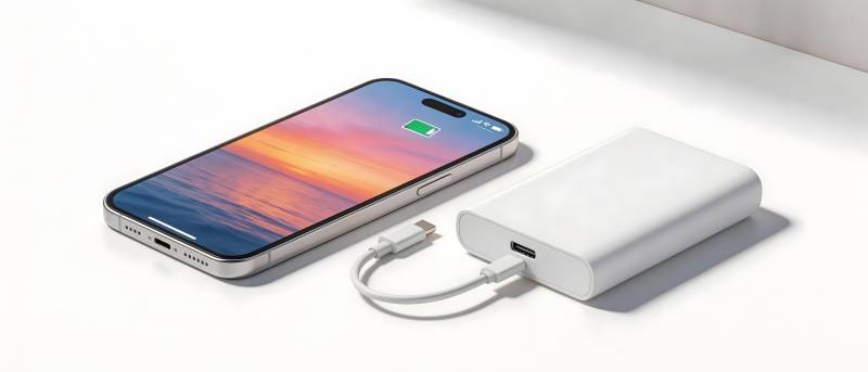 手机充电宝连接充电中图片