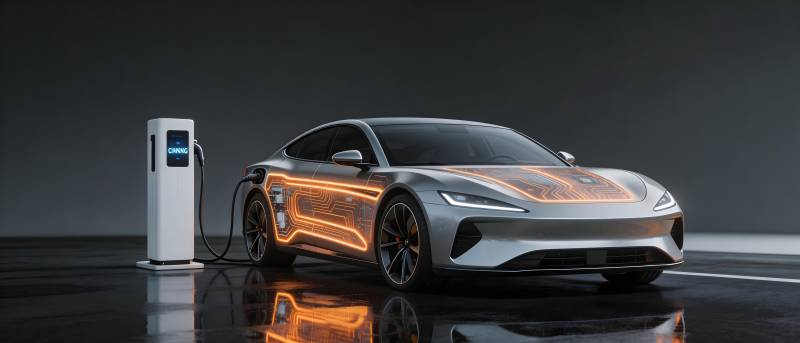 未来电动跑车充电中图片