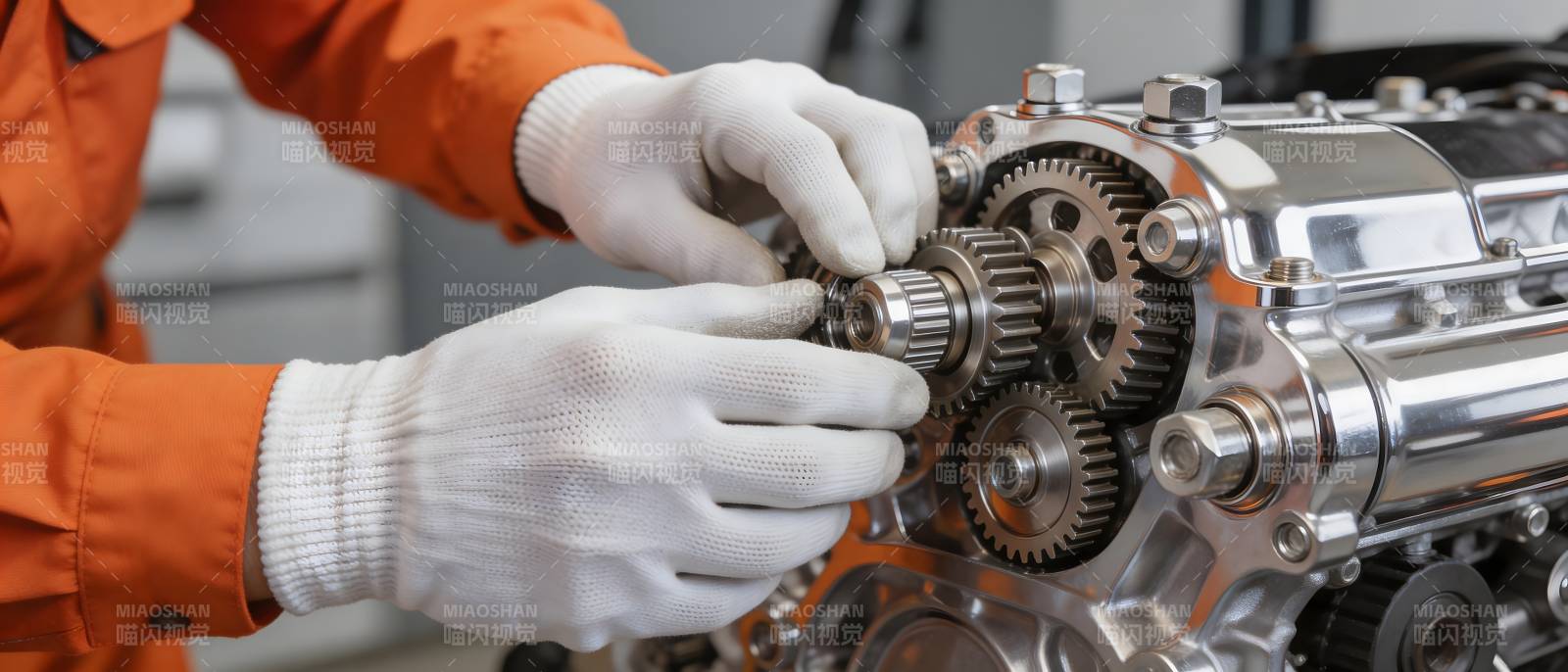 技工装配精密齿轮组件图片