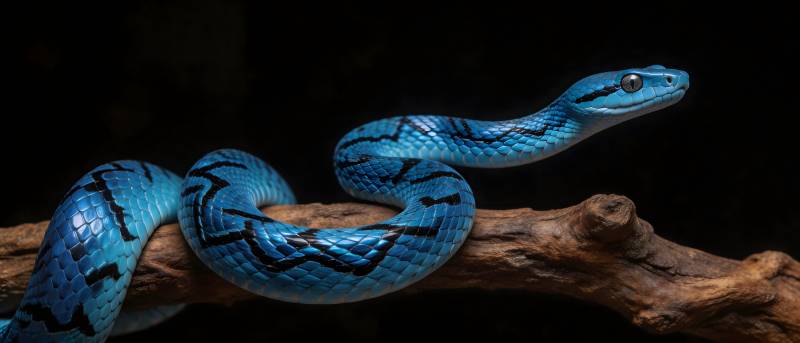 蓝蛇盘枝 幽光夺目图片