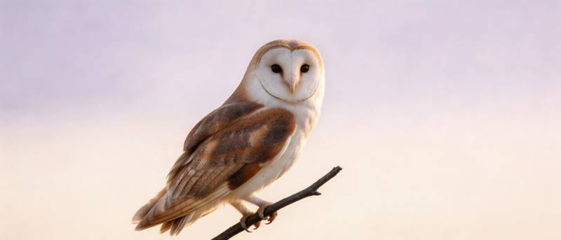 白面猫头鹰栖枝静望图片