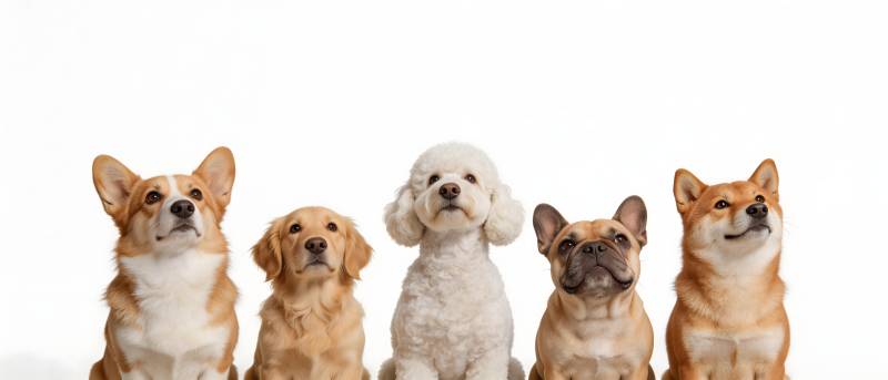 五只萌犬排排坐图片