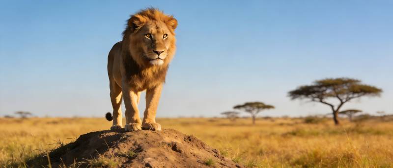 狮王立于土丘 草原霸主图片