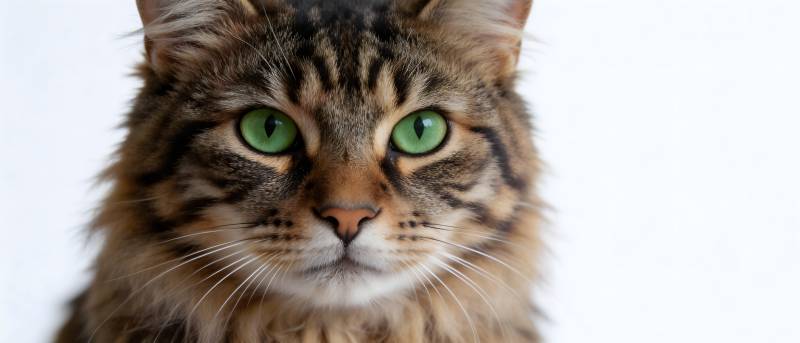 绿眼长毛猫凝视镜头图片