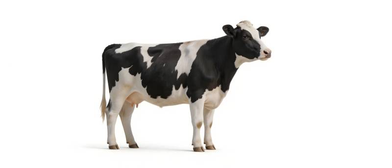 黑白奶牛侧立图图片